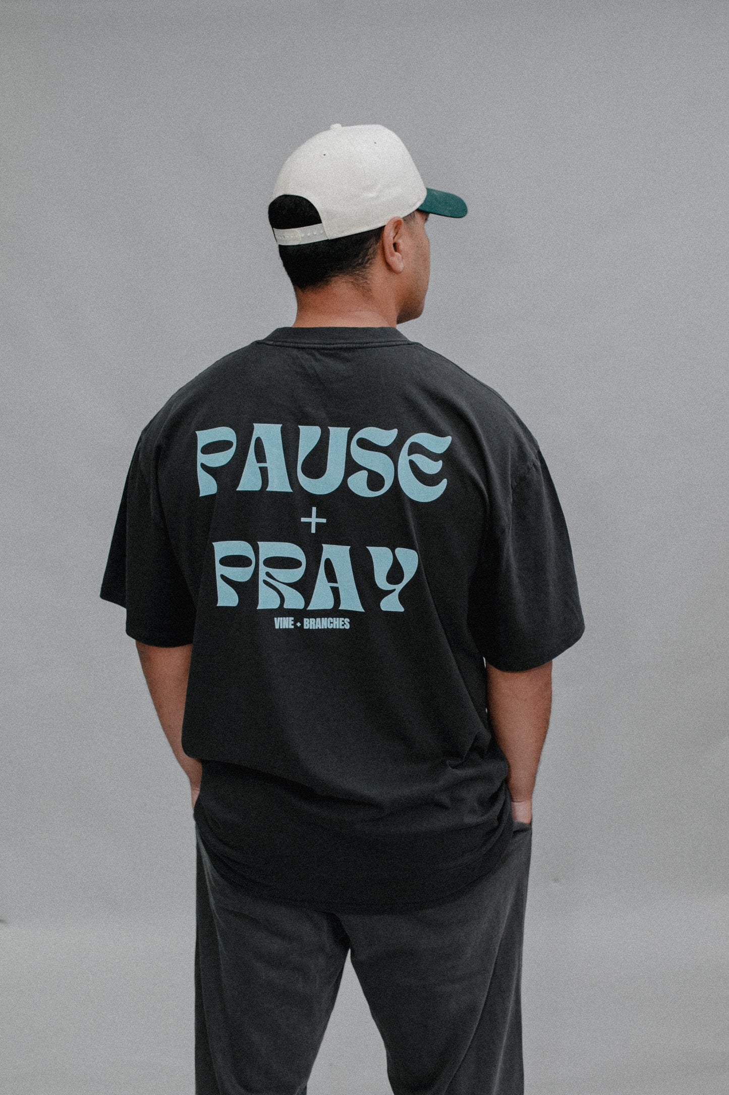 Pause + Pray Tshirt - Faded Black or White